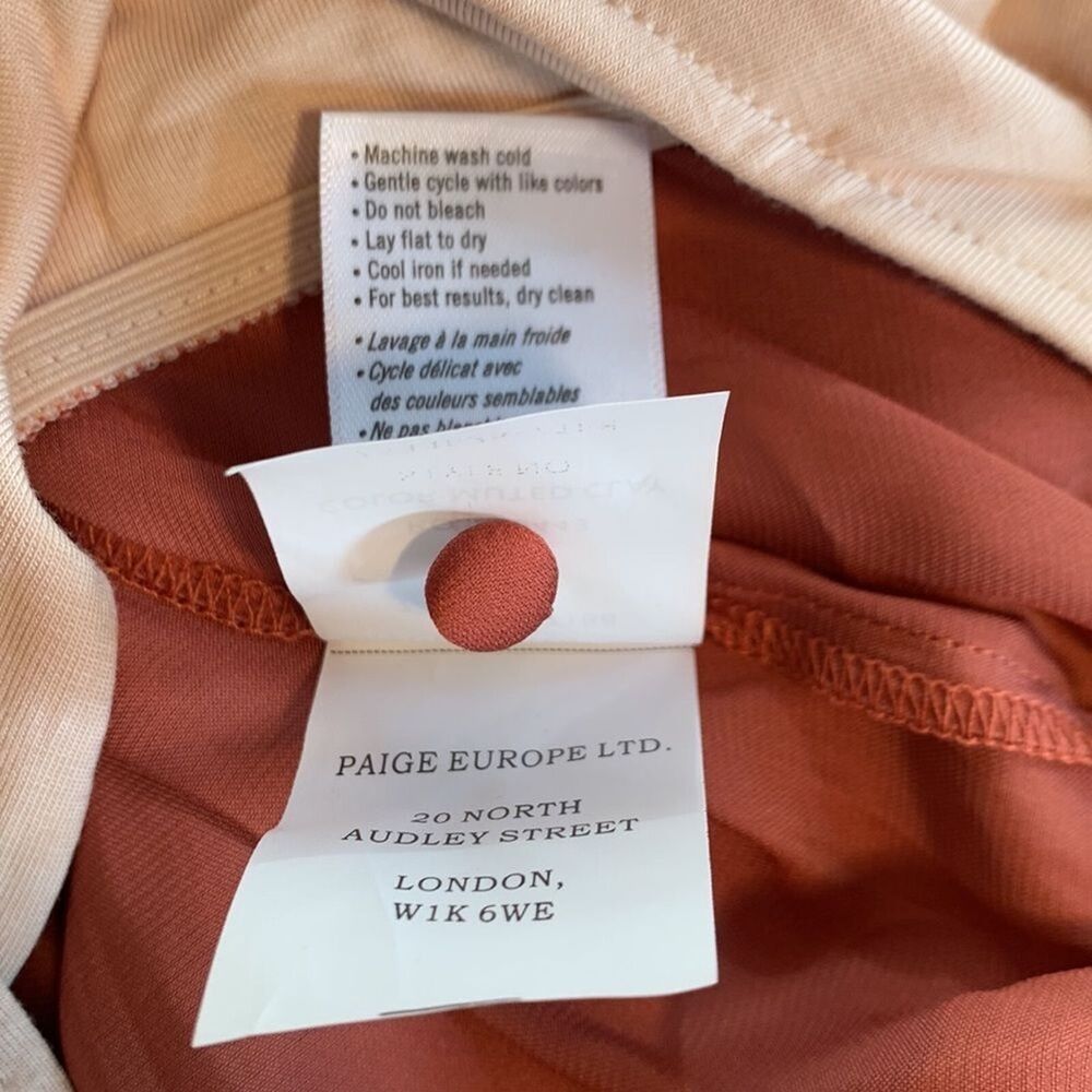 NWOT Paige Kessley Muted Clay Satin V-Neck Button Front Thong Bodysuit Size Med - Picture 16 of 16
